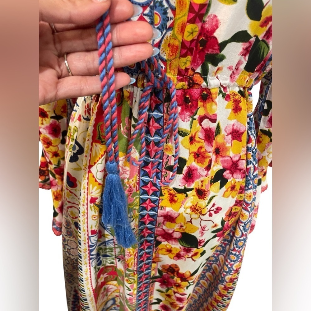 NAUDIC Maxi Bohemian Sundress with Flutter Sleeves 100% Viscose EUC - Picture 7 of 13